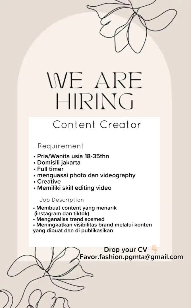 Lowongan CONTENT CREATOR