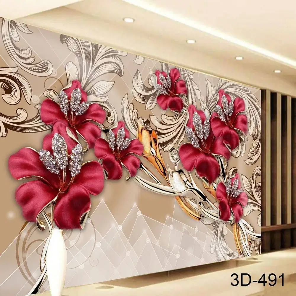 Wallpaper Dinding 3D Custom Desain Korden Gorden Vitrase