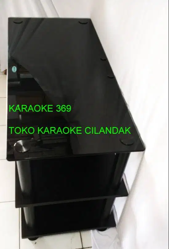 meja kaca rak audio 12cm