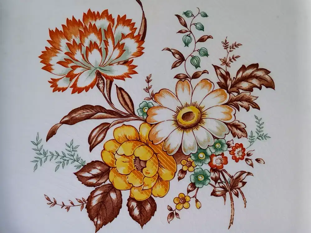 Piring nampan hias persegi gambar bunga jepang