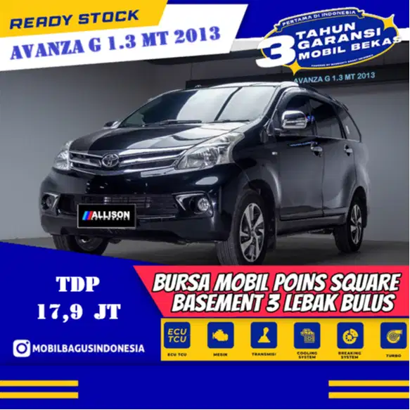 [Dp 17,9 Jt] Toyota Avanza 1.3 G MPV Manual 2013 Hitam