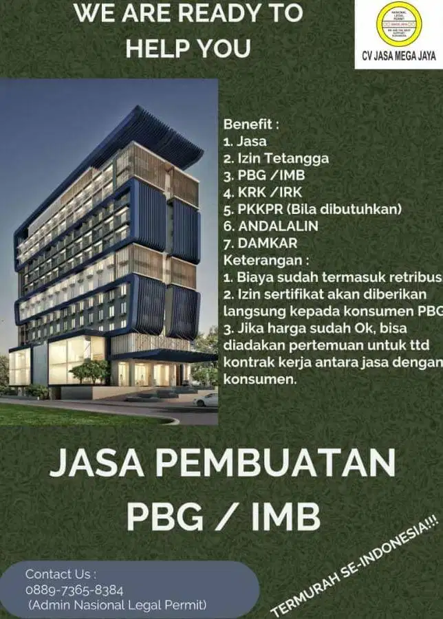 JASA PEMBUATAN IMB, PBG, SERTIFIKAT TANAH, AKTE JUAL BELI, TAMBANG DLL