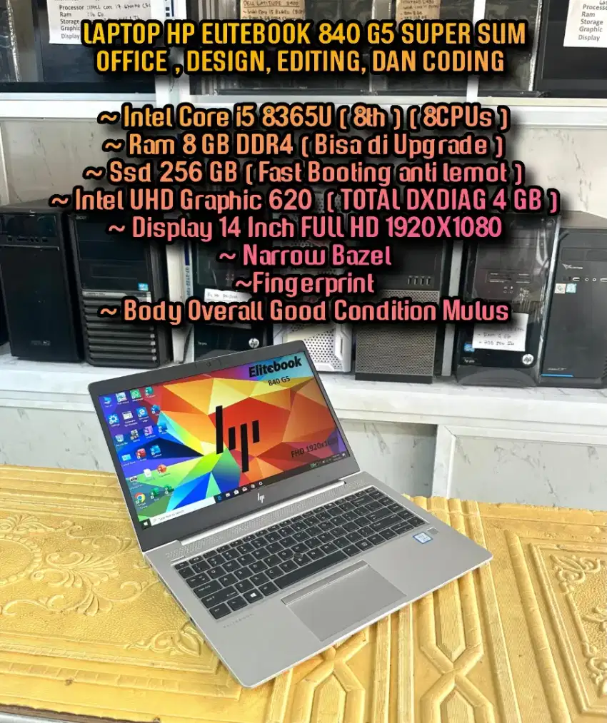 Laptop HP Intel Core i5 8TH Body aluminium kokoh Super mulus