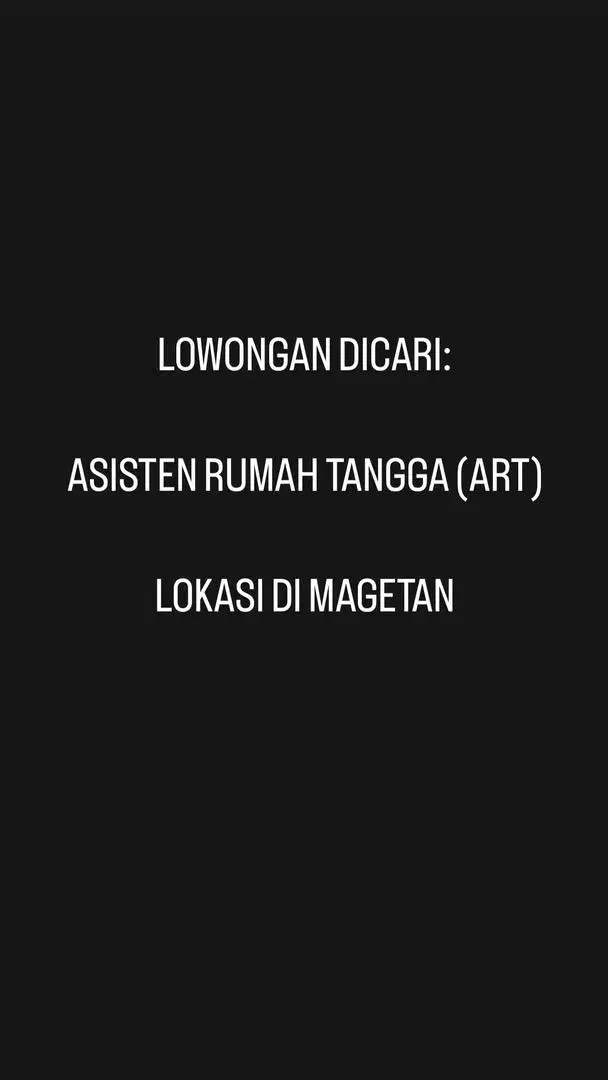 Lowongan Dicari ART Gaji 1-2 juta