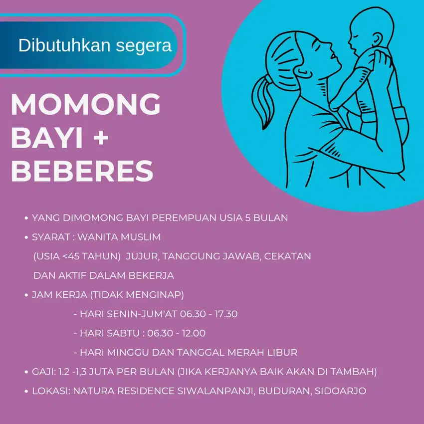 Lowongan Asisten Rumah Tangga (ART) / Pembantu Buduran Sidoarjo