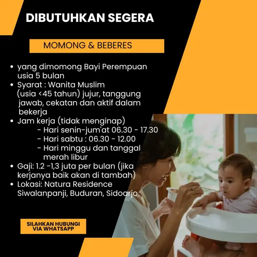 ART beberes dan Momong (tidak menginap)