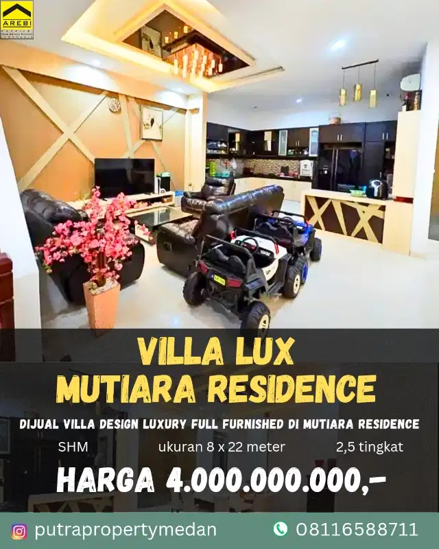 DIJUAL VILLA MEWAH TERAWAT DALAM KOMPLEK MUTIARA RESIDENCE