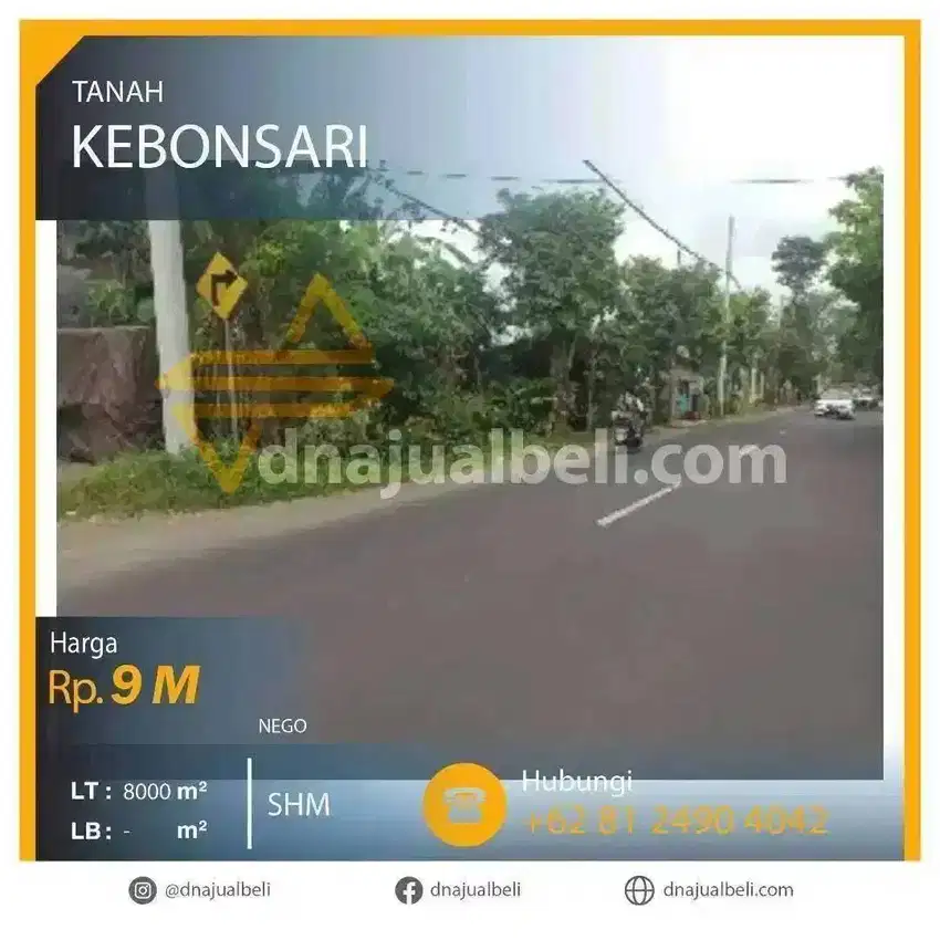 Tanah Pinggir Jalan Raya Kebonsari