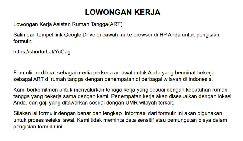 Lowongan Kerja Asisten Rumah Tangga(ART)