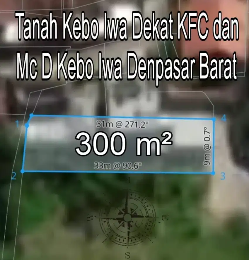 Tanah Kebo Iwa Dekat KFC dan Mc D Kebo Iwa Denpasar Barat