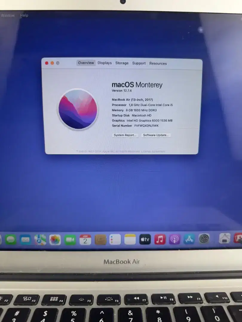 Macbook Air 2017 Ram 8 Ssd 128 core i5 full set mulus no minus