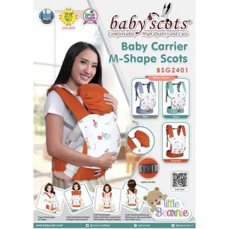 Baby scots M-Shape Carier / Gendongan Bayi Baby Scoot Bearnie Series