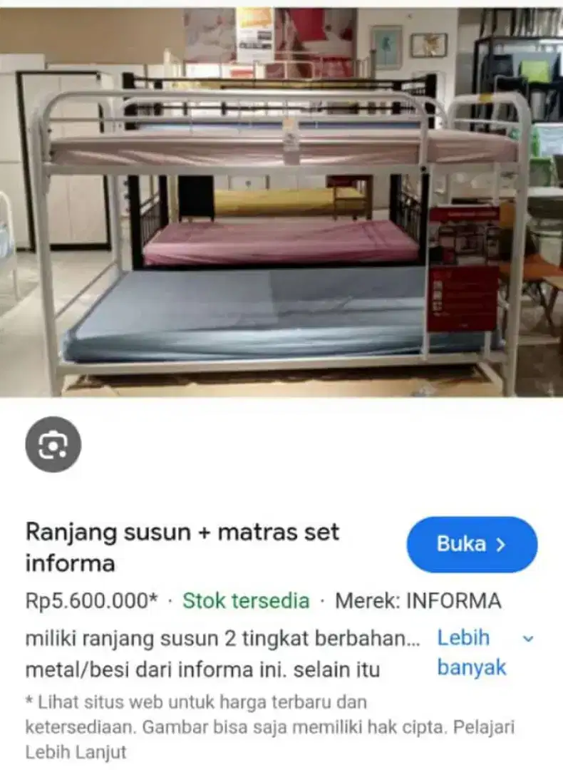 Jual ranjang besi tingkat IKEA UK.90X200