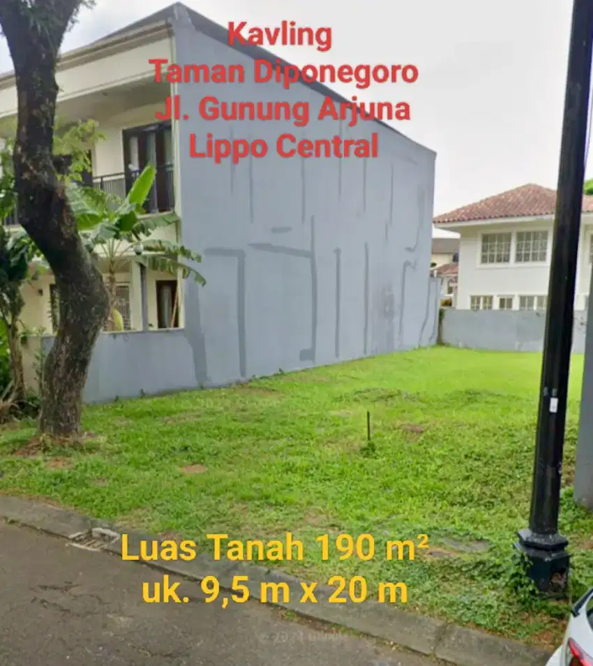 KAVLING 190 M² DIJUAL SUPER MURAH DI TAMAN DIPONEGORO LIPPO CENTRAL