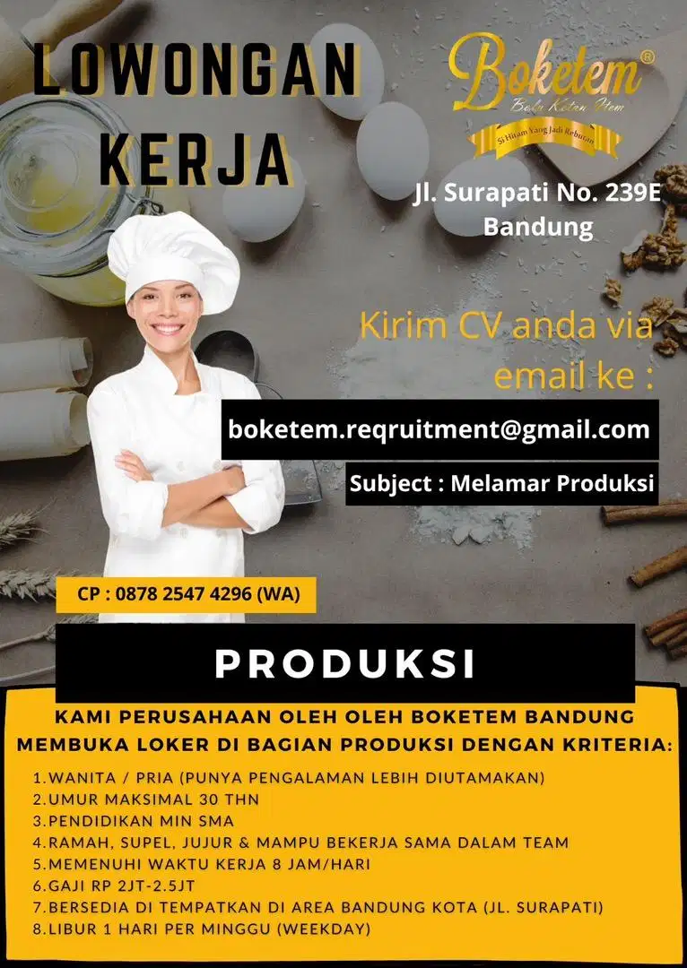 Loker buat produksi dan cook helper