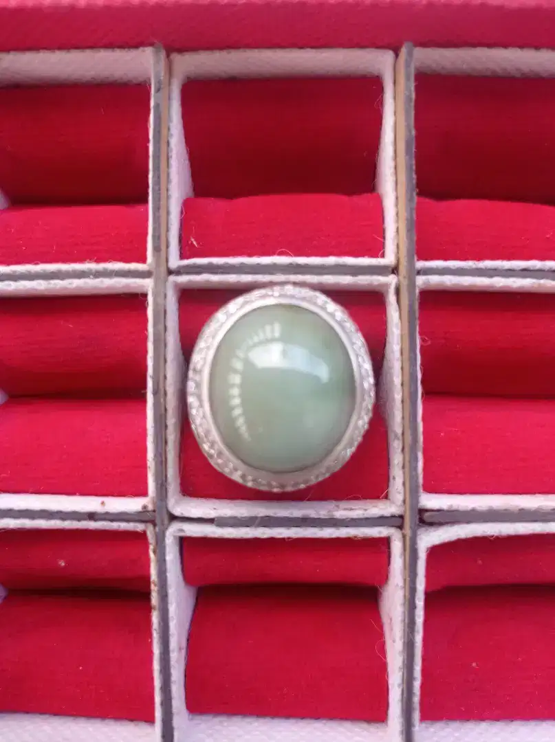 Cincin Giok Birma Ring Perak