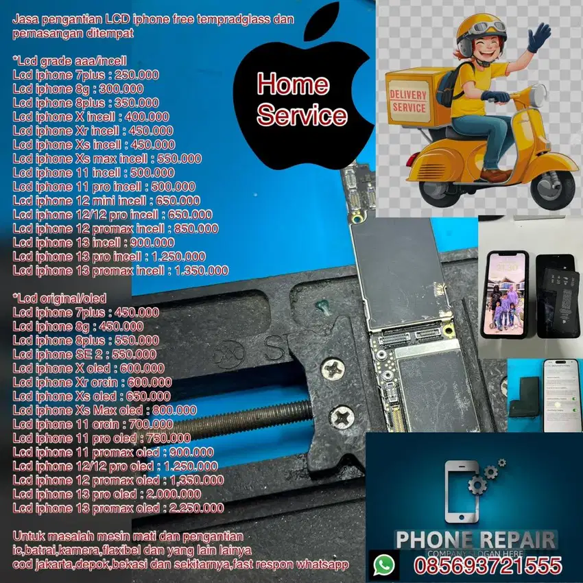 Lcd iphone 7/8/X/Xr/11/12 Home Service