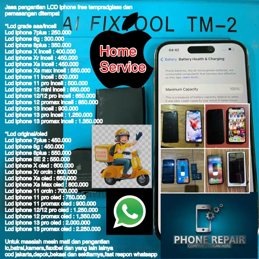 Lcd Iphone 7,8,X,11,12 Home Service