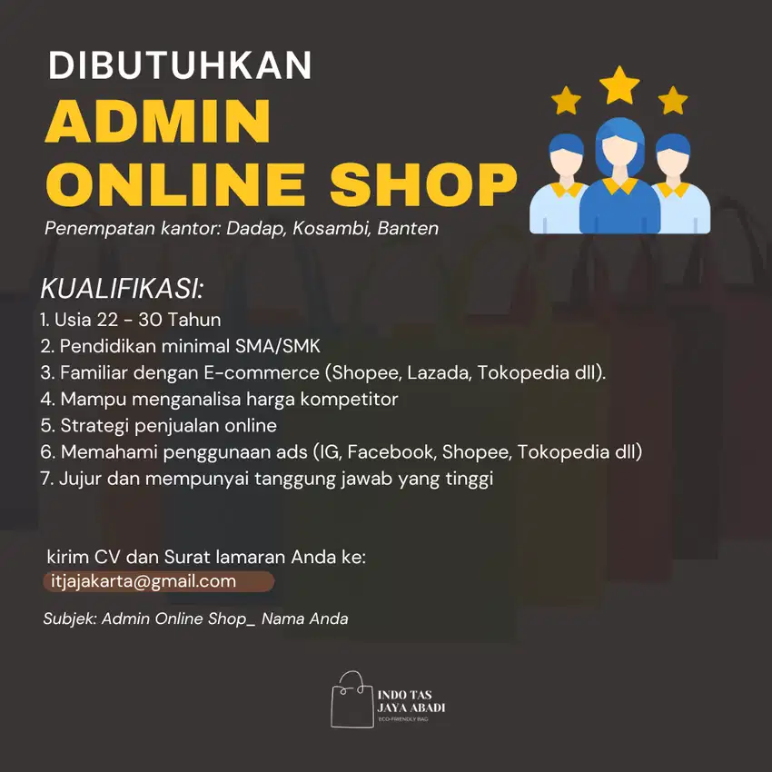 Lowongan Kerja - Admin Online Shop - Siap Kerja -