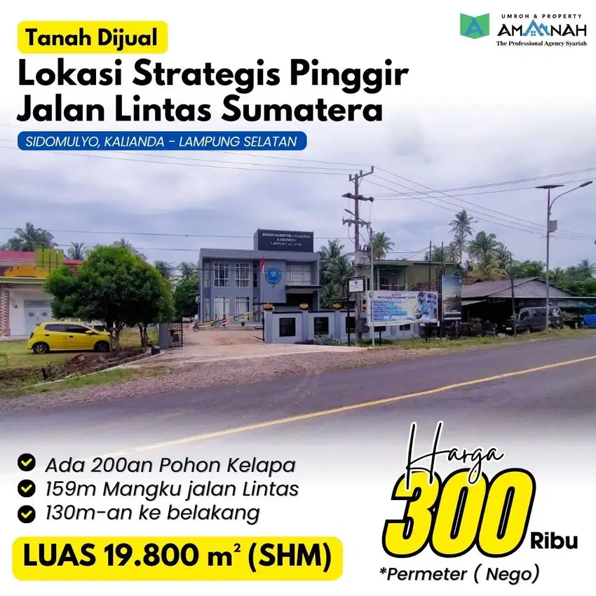 TANAH MURAH PINGGIR JALAN RAYA KALIANDA SAMPING KANTOR BNN KALIANDA