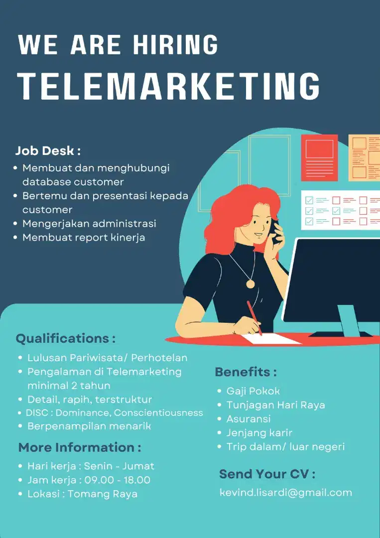 LOWONGAN PEKERJAAN TELEMARKETING SALES MARKETING ADMIN