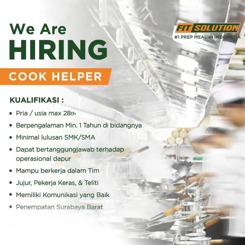 Dicari Cook Helper Cafe di Surabaya Barat