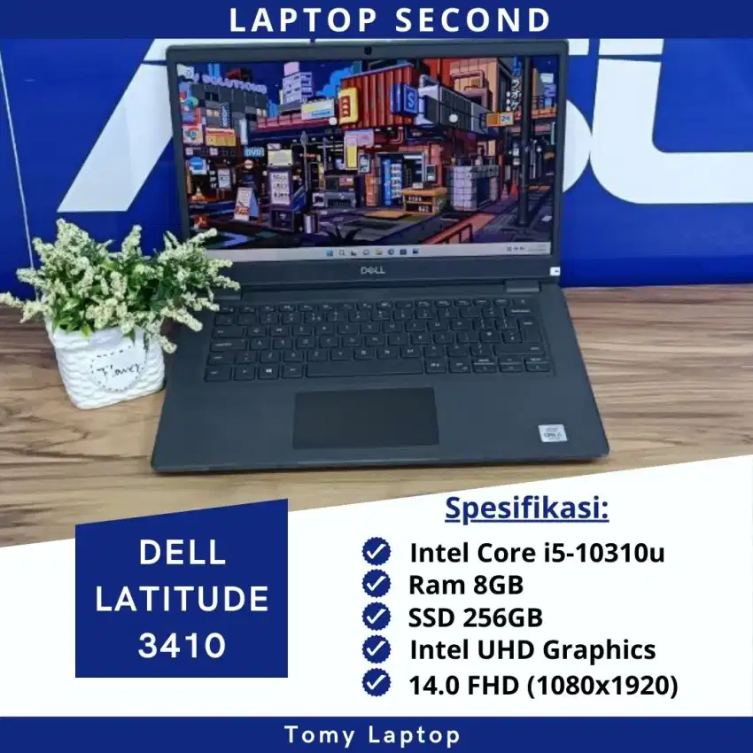 DELL LATITUDE 3410/CORE I5-10310u/RAM 8GB SSD 256GB/LAYAR 14.0 FHD