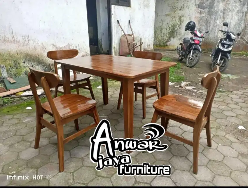 Meja makan ropan minimalis full kayu jati