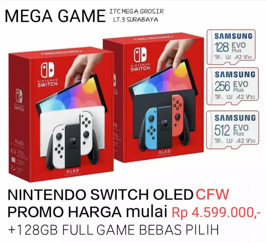 NINTENDO SWITCH OLED ¢fw + 128/256/512GB full game