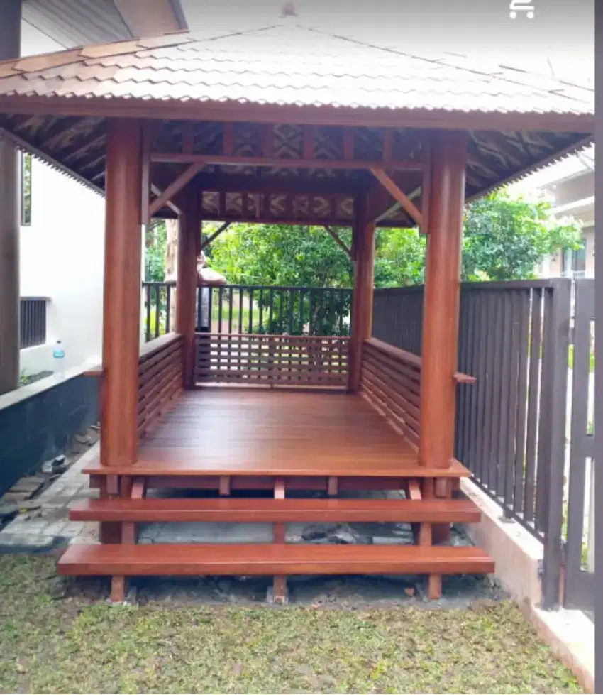 Jual saung Gazebo berbahan kayu kelapa/ Gelugu