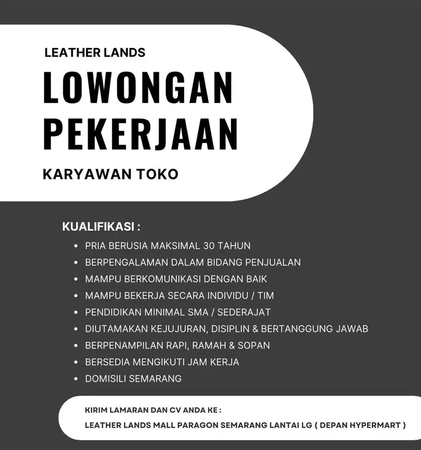 Lowongan kerja karyawan toko