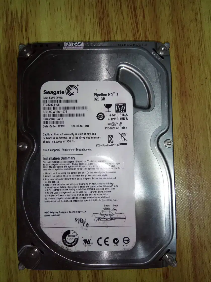 Hardis PC 320GB Sata 3,5 HDD FOR COMPUTER/PC/CCTV