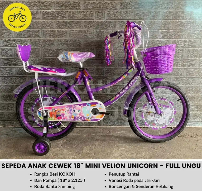 BARU Sepeda Keranjang Anak Cewek 18” inch Mini Velion Unicorn MURAH