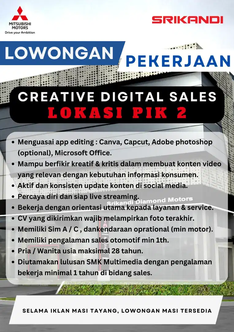 Loker Digital Sales Otomotif PIK 2