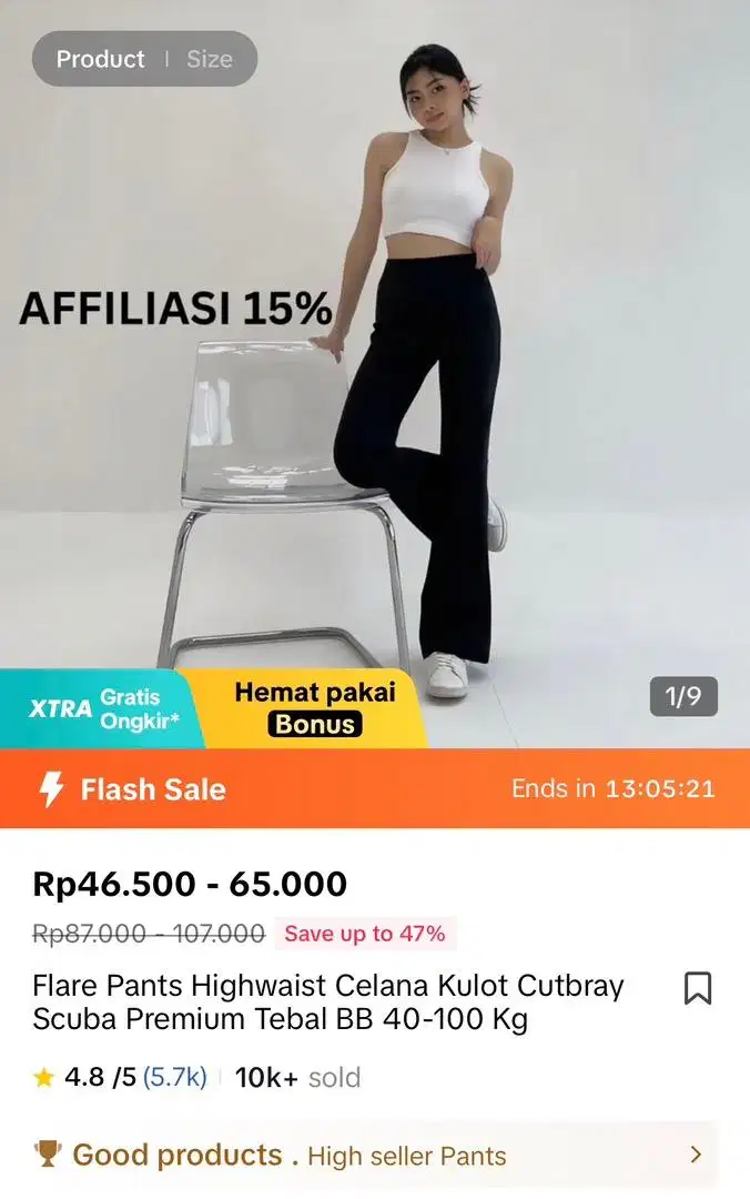 Flare pants wanita