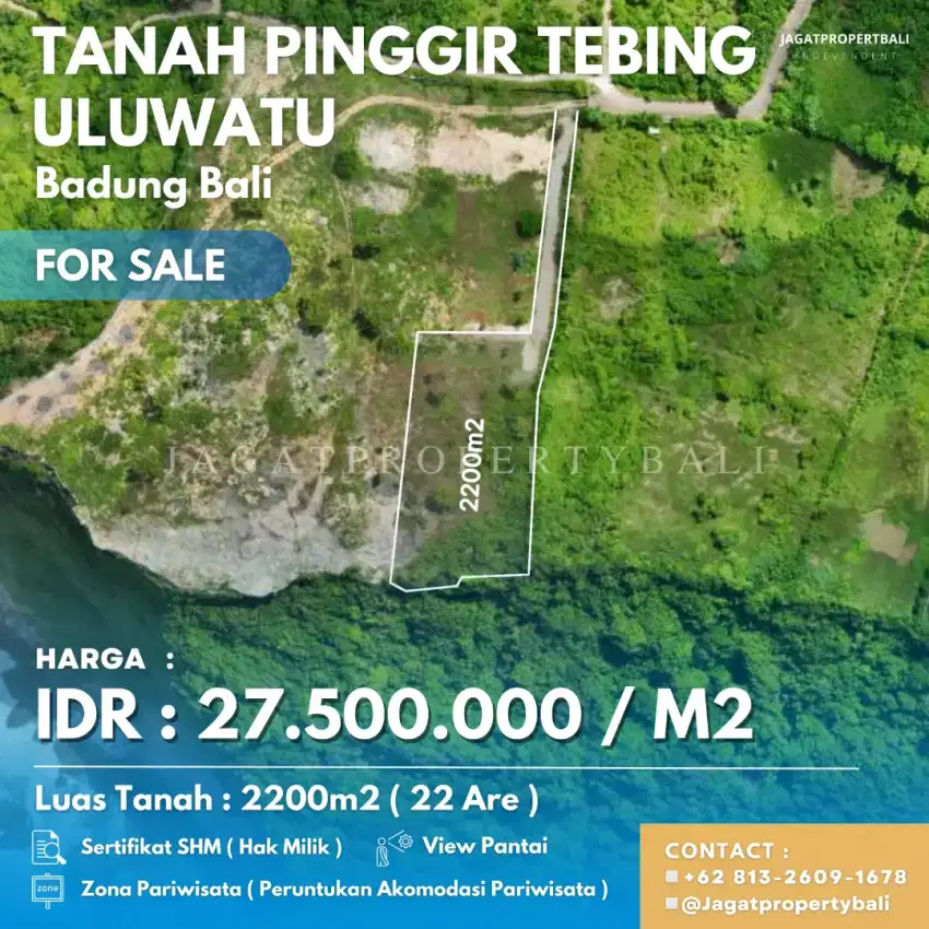 DiJual Tanah Luas Kecil Di Pinggir Tebing  Uluwatu - Bali