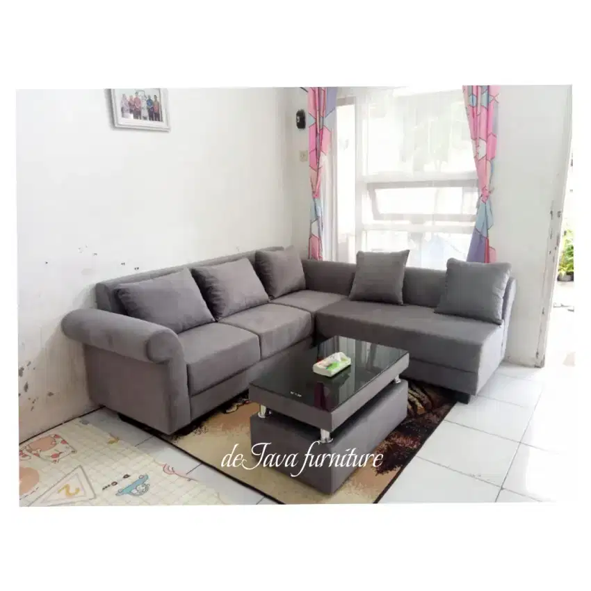 Sofa tamu L murah
