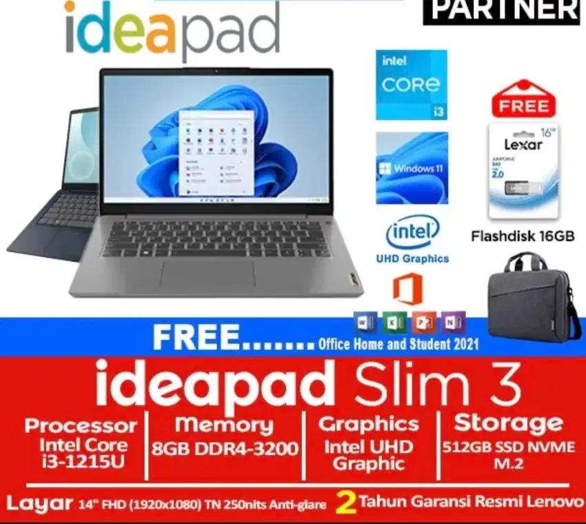 New Laptop Lenovo Ideapad slim 3i (14IAU7)