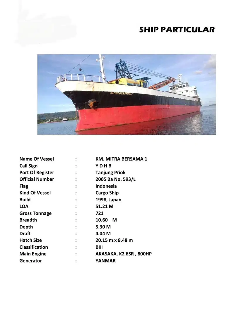 Jual Kapal Cargo