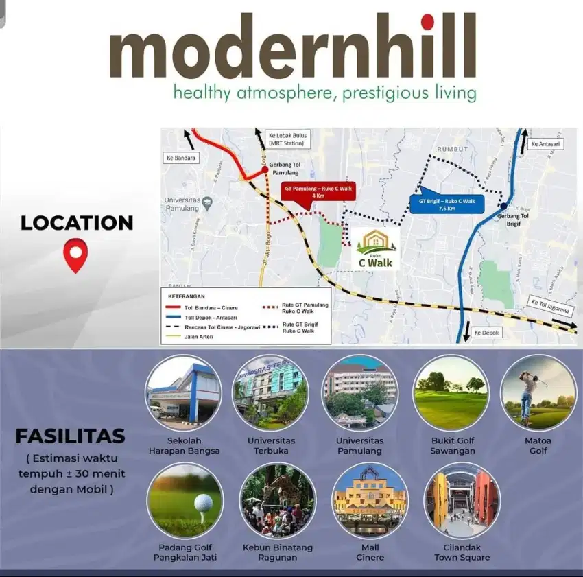 Dijual cepat Rumah di Modern hill, Golf pd. cabe , MURAH dibawah 1 M