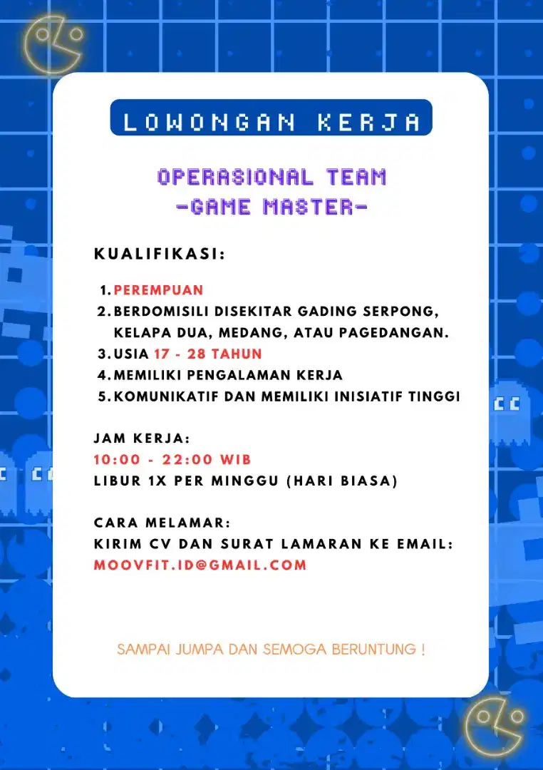 Dibuka lowongan game master