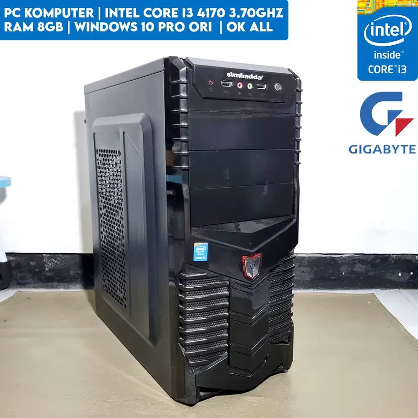 PC CORE I3 GEN 4 | MESIN GIGABYTE | RAM 8 GB  DDR3L | WIN 10 PRO ORI