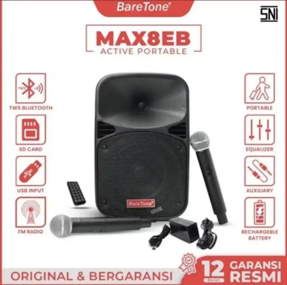 Speaker portable aktif Baretone max 08 eb max08eb 8 inch bluetooth ori