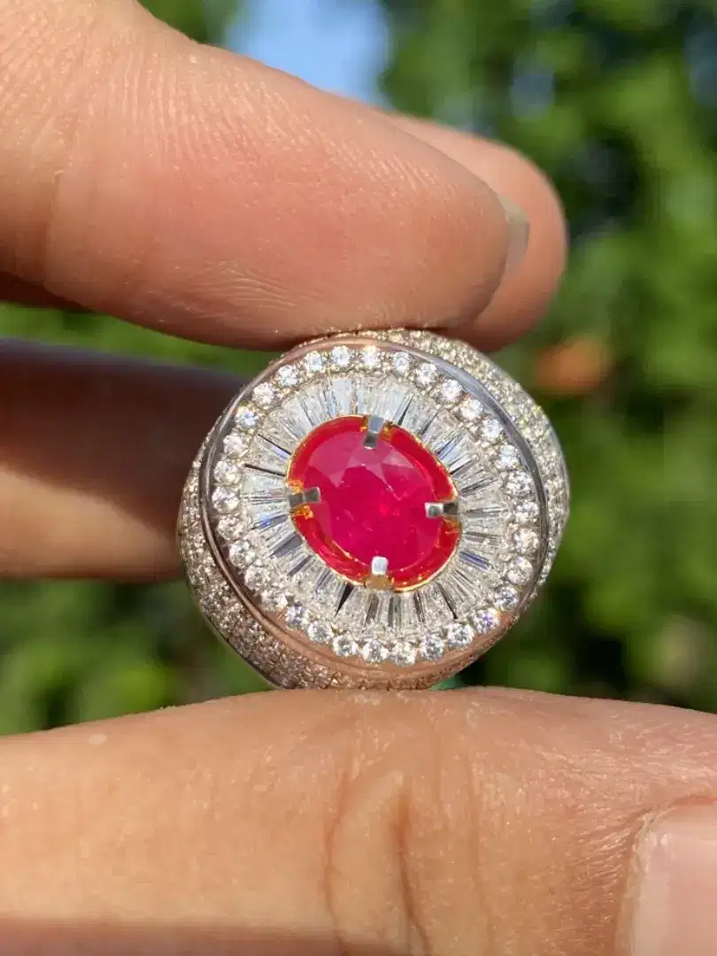 Cincin Permata Ruby 1.44 ct Ring Perak Microsetting Tupper