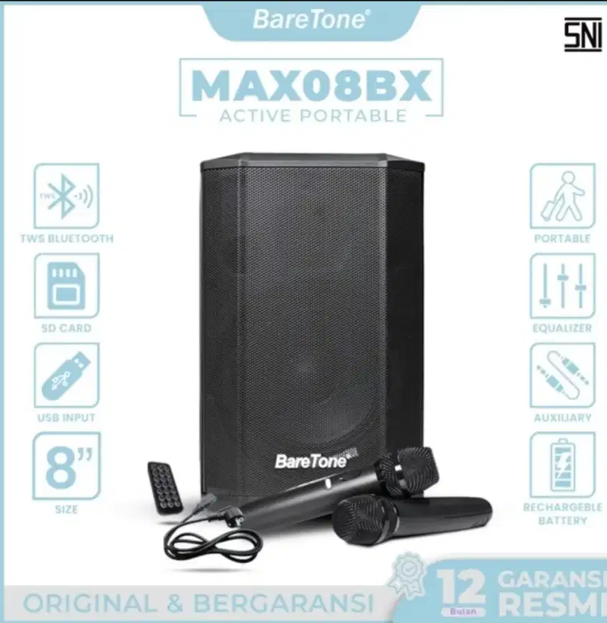 Speaker aktif portable baretone max08bx max 08 be 8 bluetooth tws ori