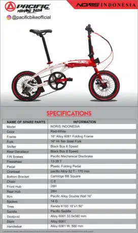 Sepeda Lipat Pasific Noris Indonesia 8Speed mantap pnya