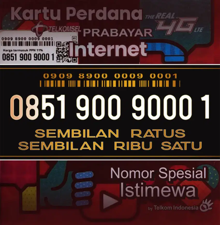 nomor cantik telkomsel prabayar istimewa edisi 9 ratus 9 ribu satu