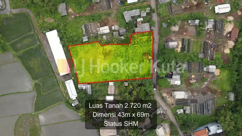 Tanah Jual Area Komersiil di Jalan Utama Selukad Gianyar Dekat Pantai