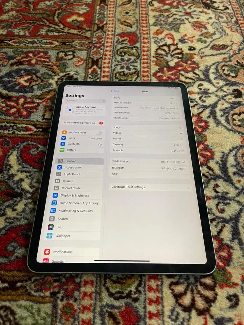 Ipad Pro 11 inch 2nd Gen (2020) 256gb Wifi Only kondisi 9/10