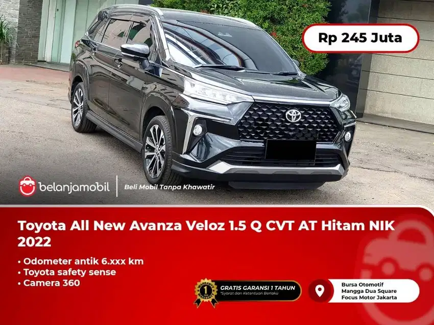 LOW KM.6RB !!! TOYOTA AVANZA VELOZ Q TSS CVT 2022 / 2023 HITAM